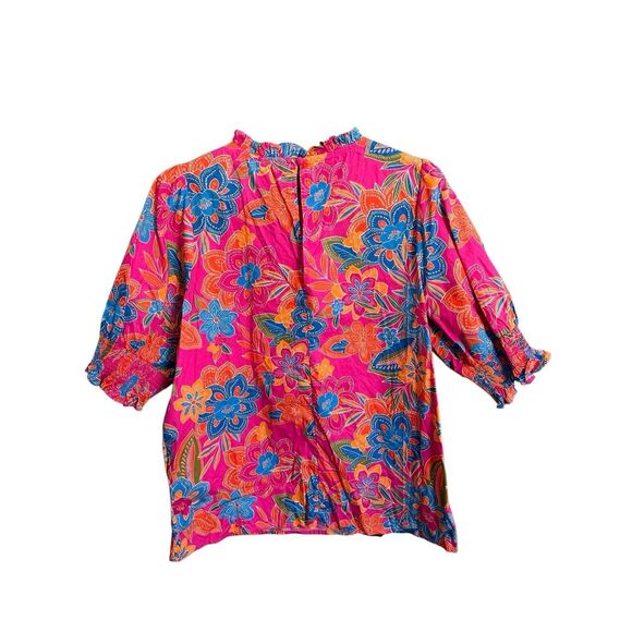 Sugarlips Women's Size XS Lorie Floral Baretta Short Sleeve Blouse - Picture 2 of 8